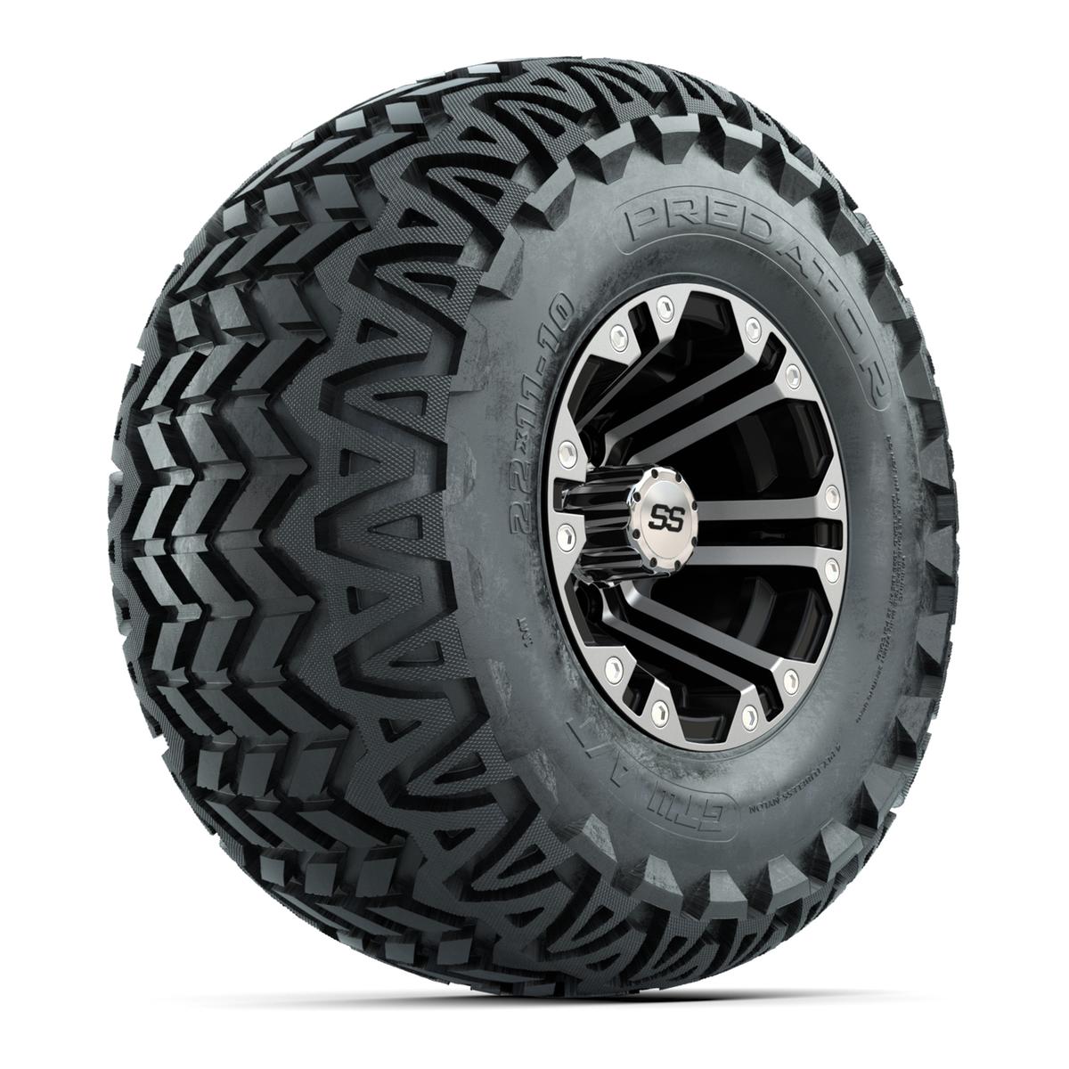 GTW Specter Black and Machined Wheels with 22in Predator A-T Tires - 10 Inch