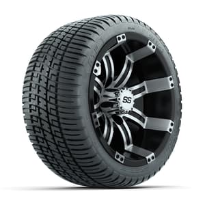 GTW Tempest Black and Machined 12 in Wheels with 18in Fusion Street Tires – Set of 4