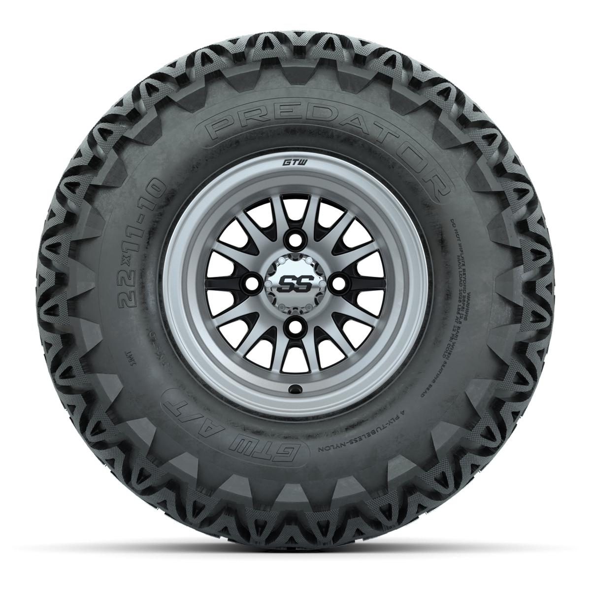 GTW Medusa Black and Machined Wheels with 22in Predator A-T Tires - 10 Inch