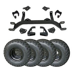 1989-94 EZGO Marathon - Jake's 6 Inch Lift Kit with Premounted Black Wheels and Sahara Tires