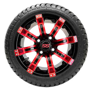 GTW Tempest Black and Red Wheels with 18in Mamba DOT Approved Street Tires - 12 Inch