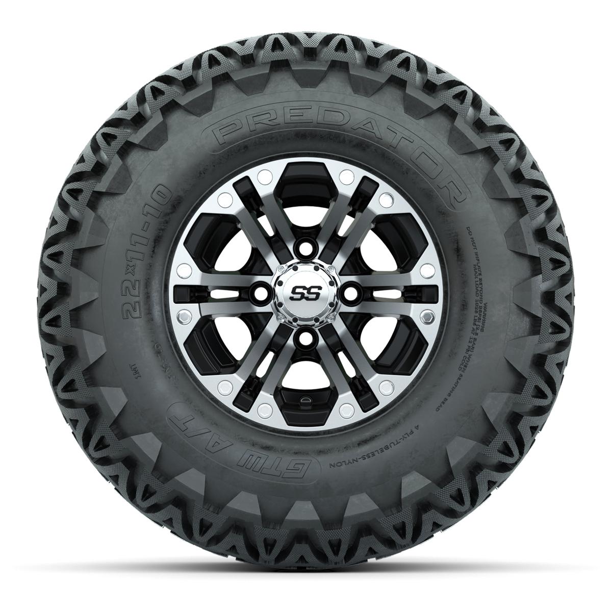 GTW Specter Black and Machined Wheels with 22in Predator A-T Tires - 10 Inch