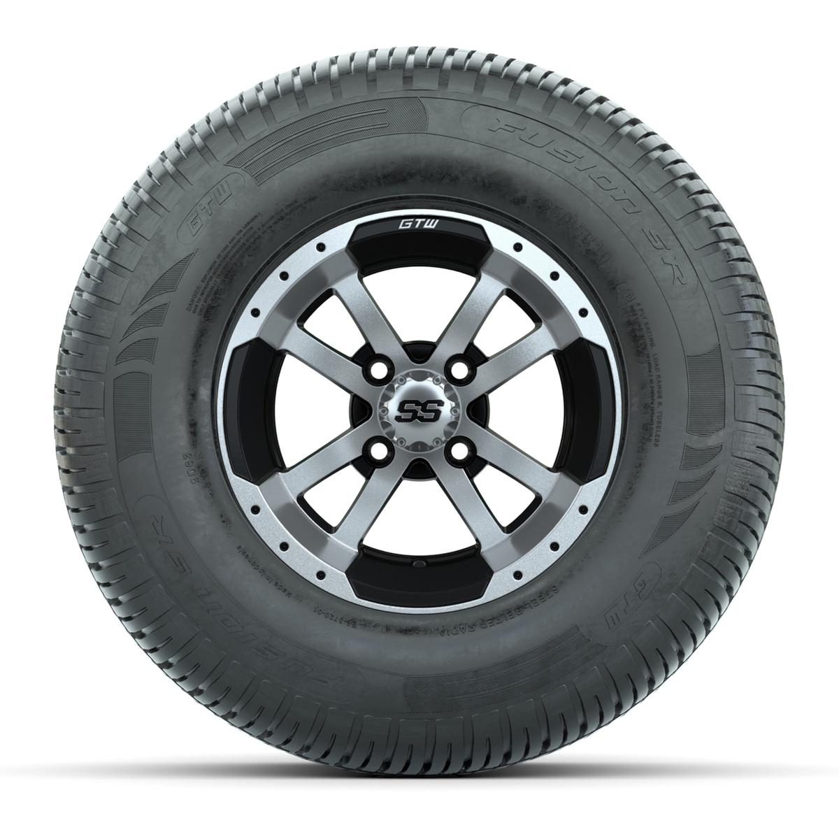 GTW Storm Trooper Black and Machined 10 in Wheels with 20in Fusion Street Tires – Set of 4