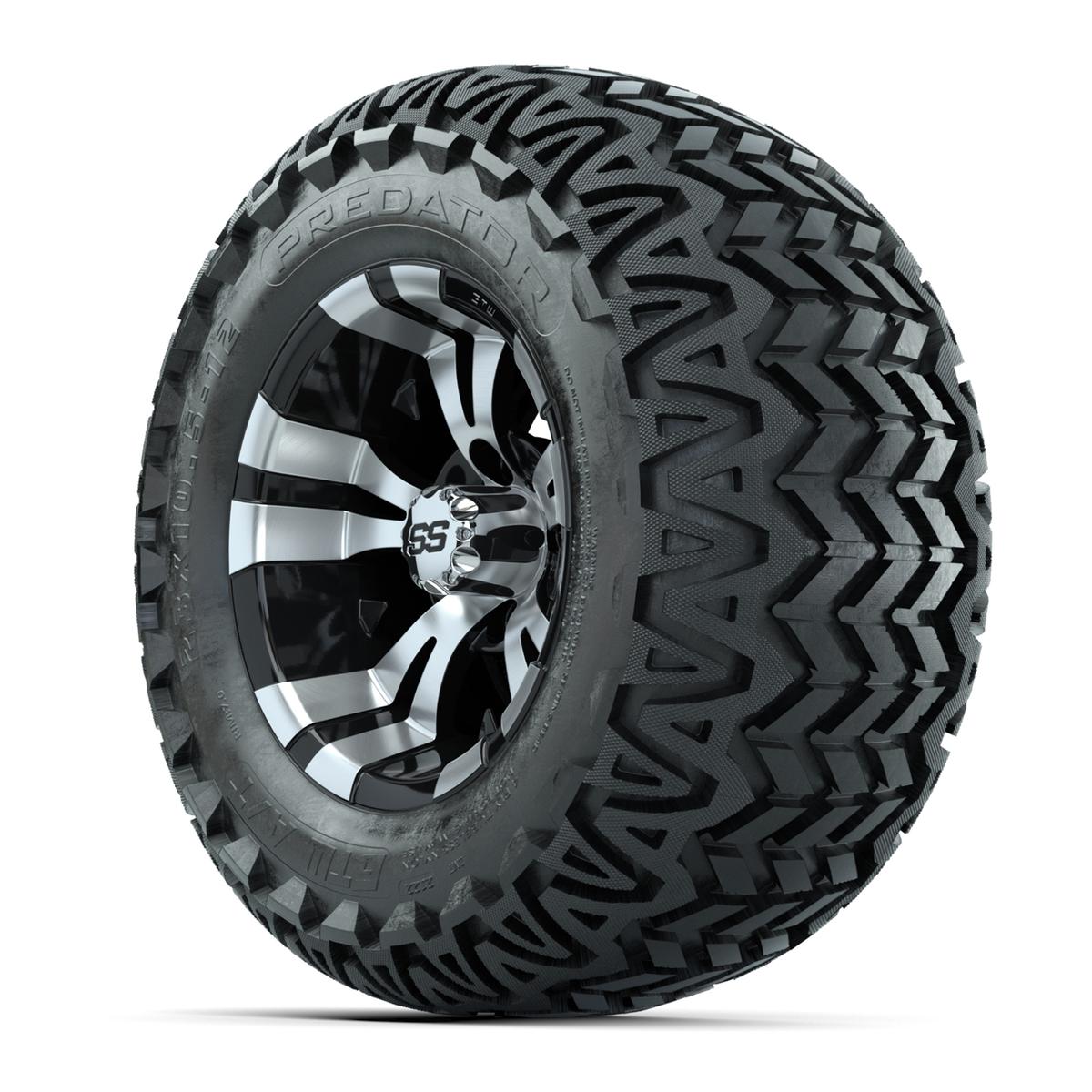 12” GTW Vampire Black and Machined Wheels with 23” Predator A/T Tires – Set of 4