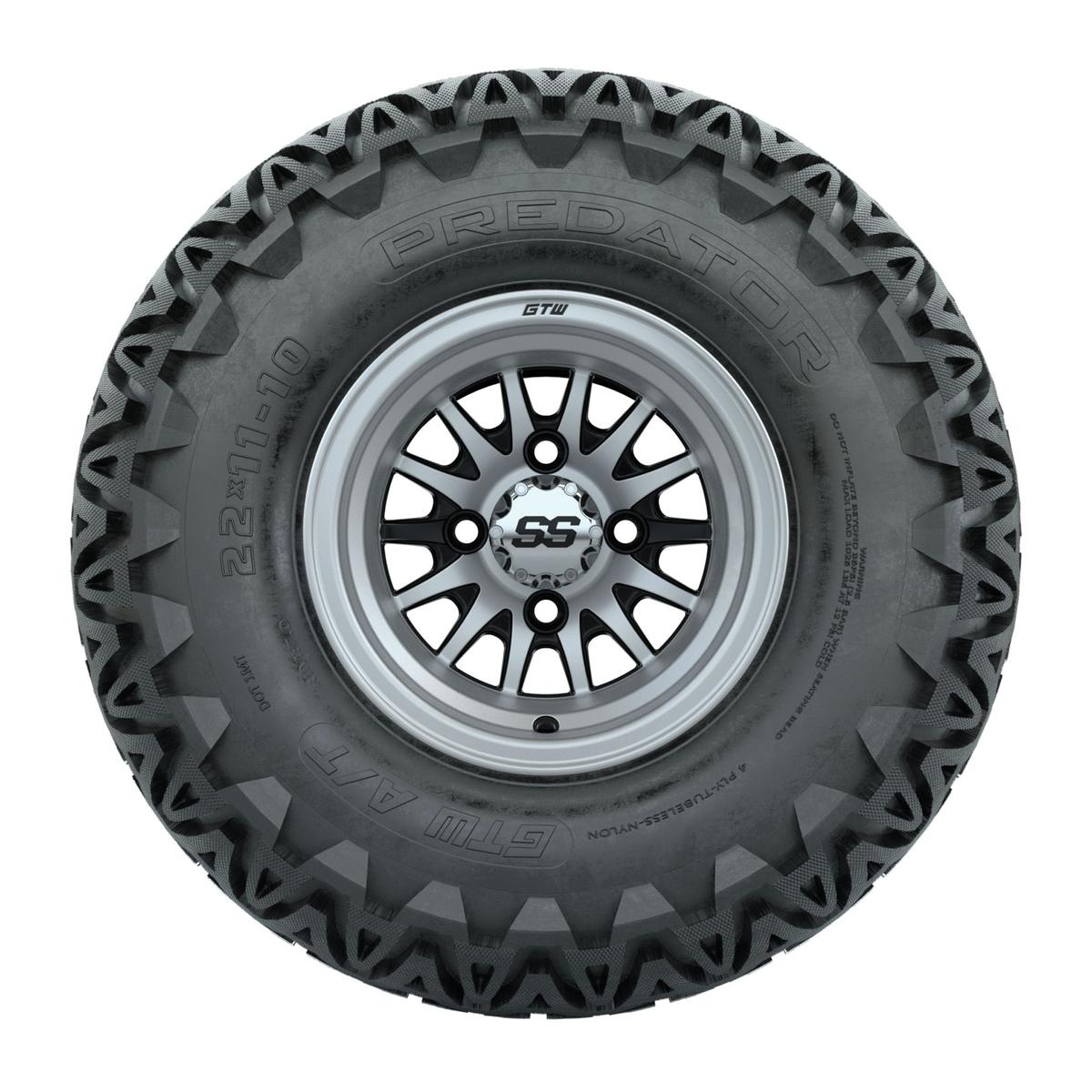GTW Medusa Black and Machined Wheels with 22in Predator A-T Tires - 10 Inch