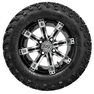 Set of 4 GTW 12in Tempest Black and Machined Wheels with 22in Sahara Classic A-T Tires