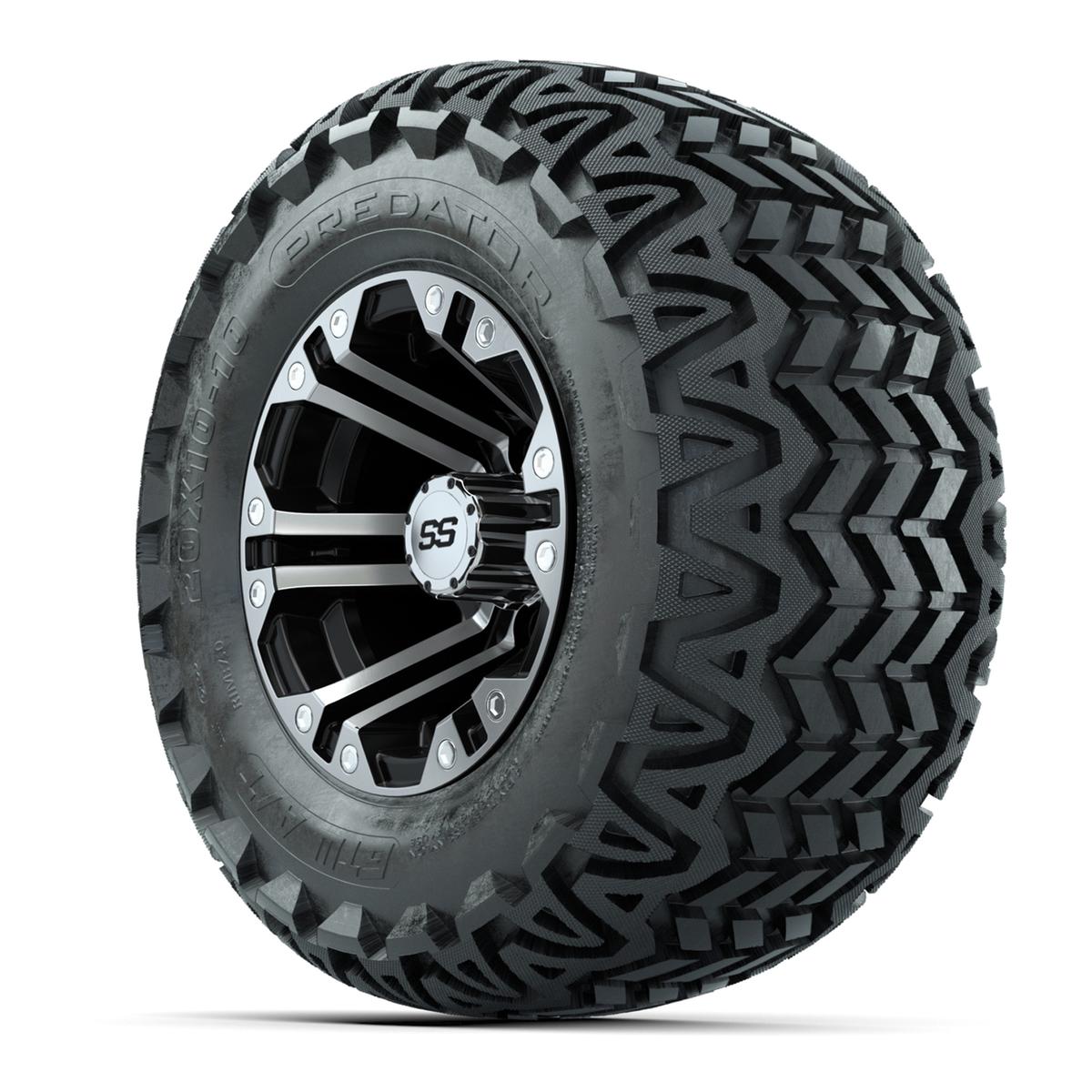 GTW Specter Black and Machined Wheels with 20in Predator A-T Tires - 10 Inch