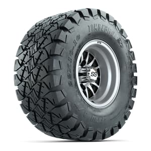 GTW Medusa Black and Machined Wheels with 22in Timberwolf Mud Tires - 10 Inch