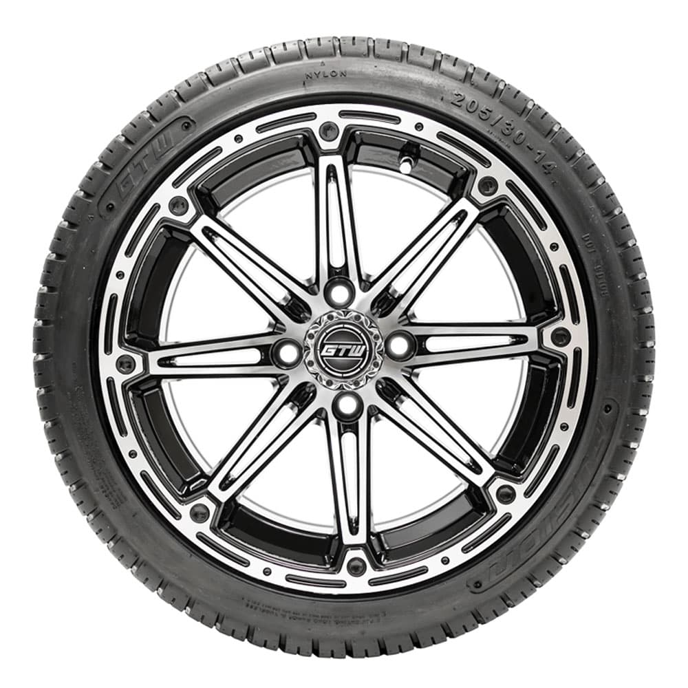 GTW Element Black and Machined Wheels with 18in Fusion DOT Approved Street Tires - 14 Inch