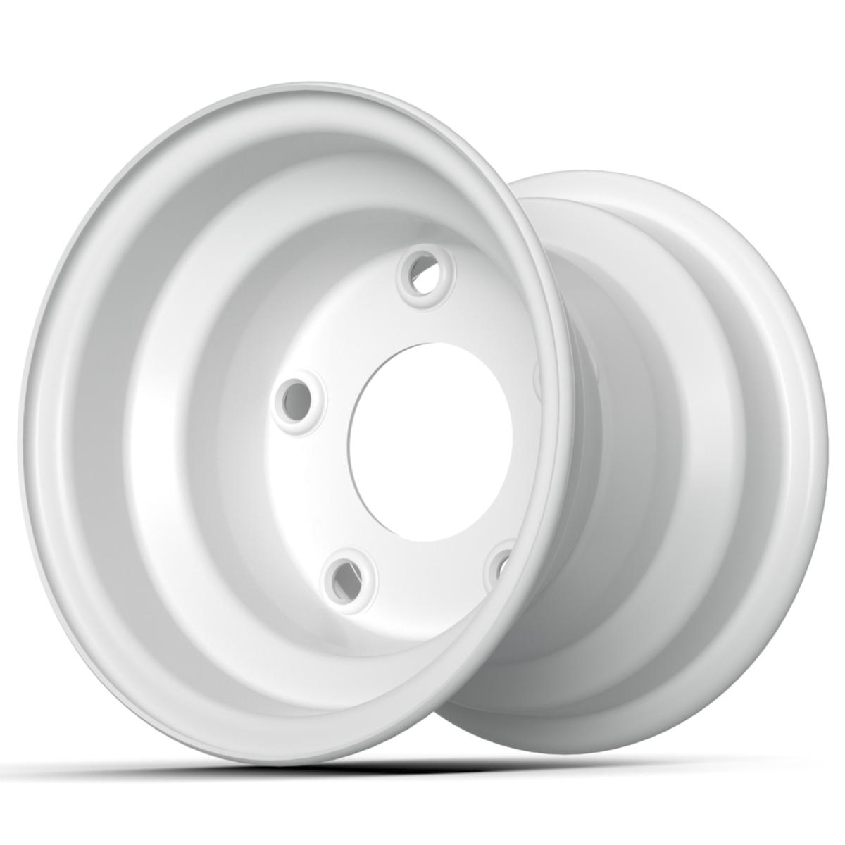 8x3.75 White Steel Wheel (Centered - 5 Hole)