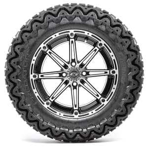 GTW Element Black and Machined Wheels with 23in Predator A-T Tires - 14 Inch