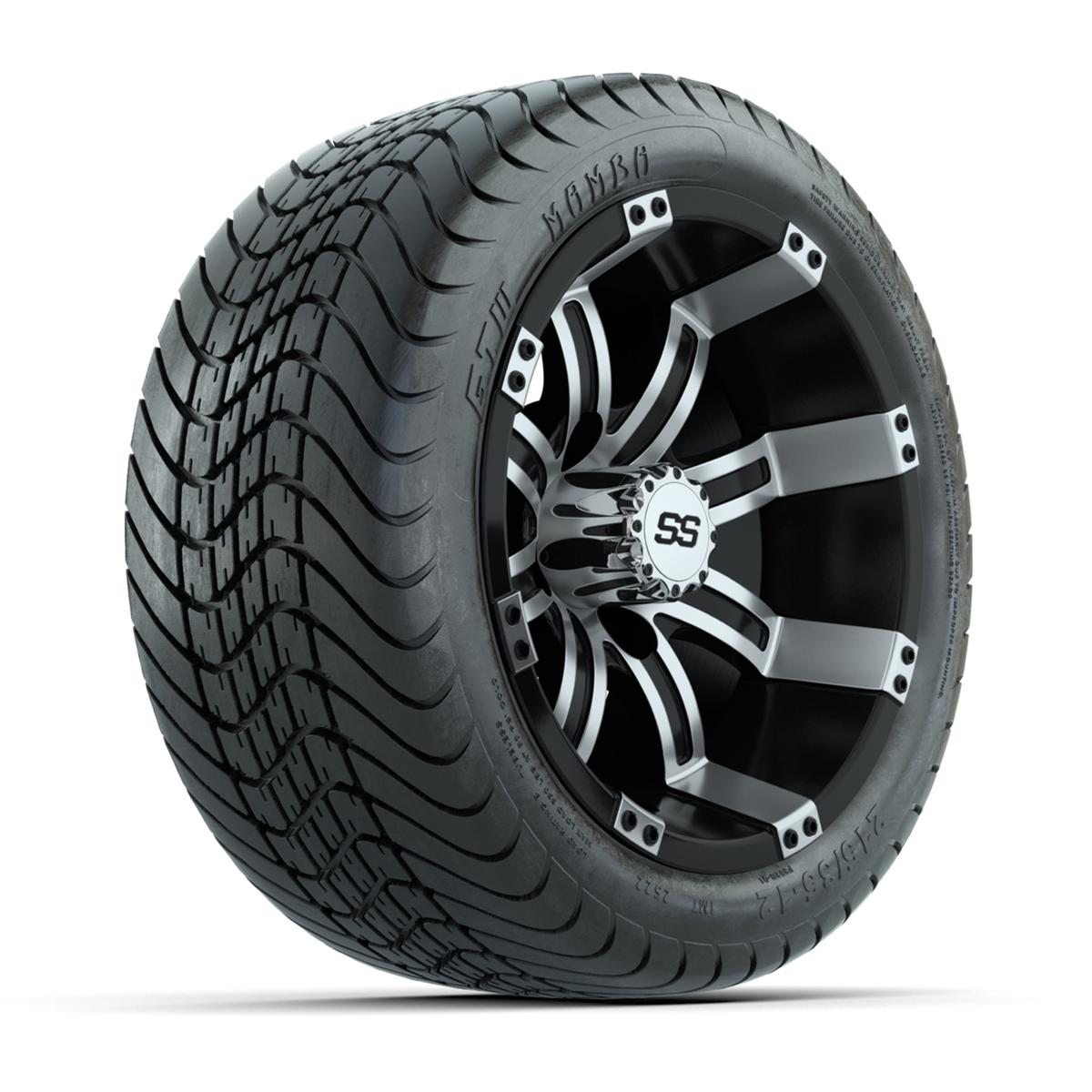 GTW Tempest Black and Machined 12 in Wheels with 18in Mamba Street Tires – Set of 4