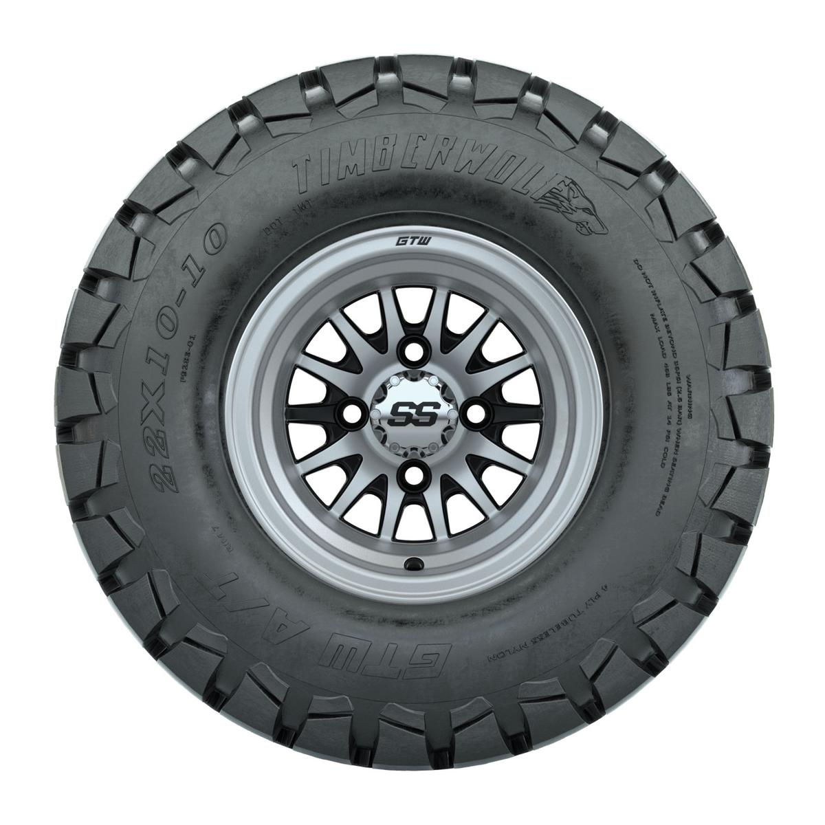 GTW Medusa Black and Machined Wheels with 22in Timberwolf Mud Tires - 10 Inch