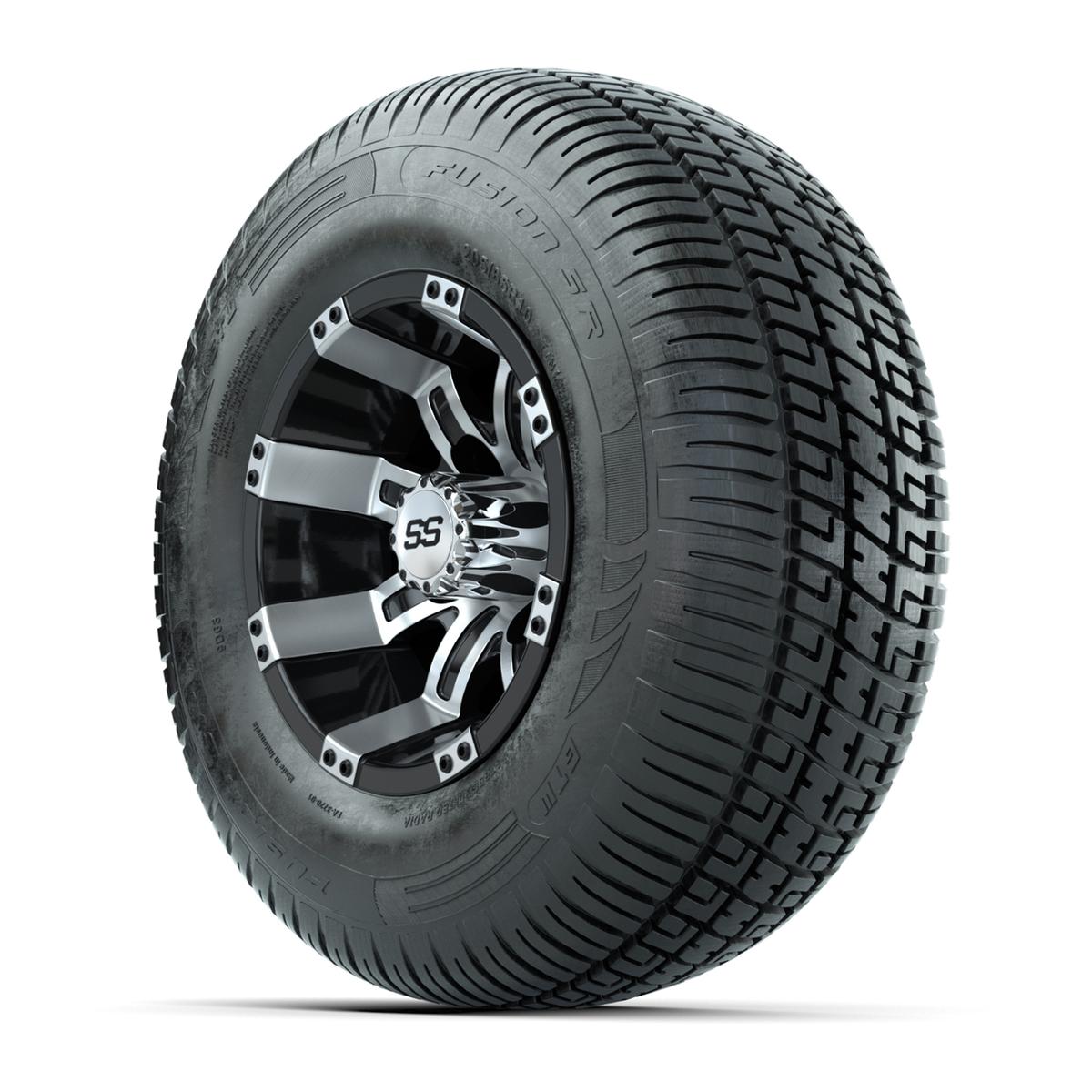 GTW Tempest Black and Machined 10 in Wheels with 20in Fusion Street Tires – Set of 4