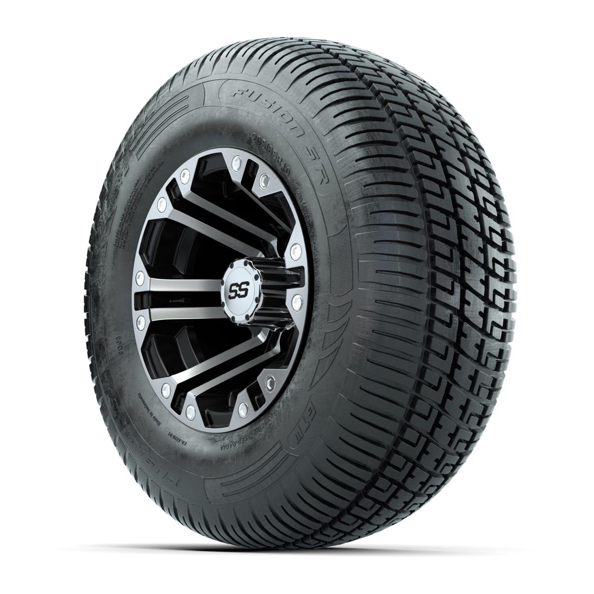 GTW Specter Black and Machined 10 in Wheels with 20in Fusion Street Tires - Set of 4