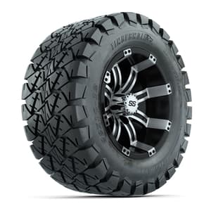 GTW Tempest Black and Machined Wheels with 22in Timberwolf Mud Tires - 12 Inch