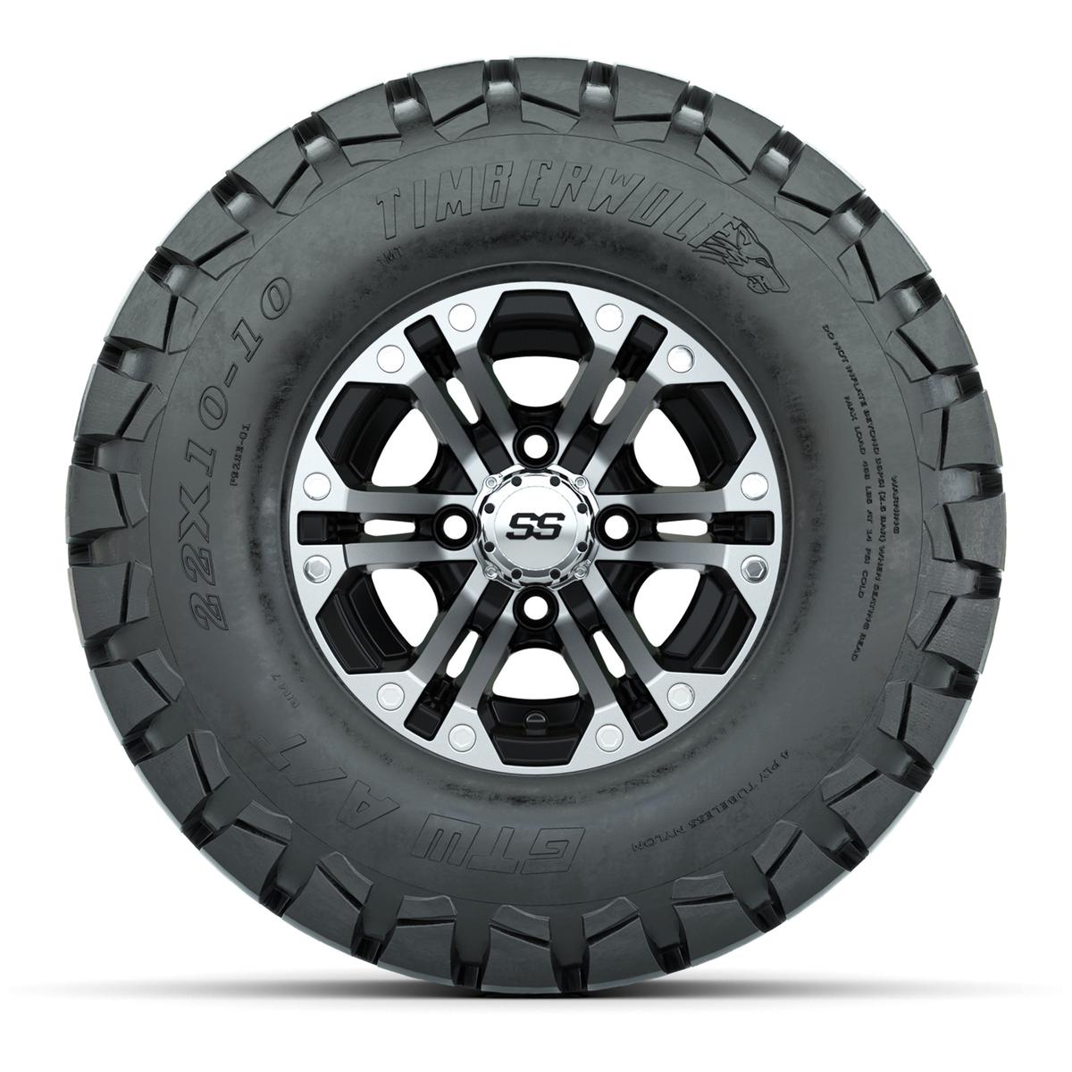 GTW Specter Black and Machined Wheels with 22in Timberwolf Mud Tires - 10 Inch