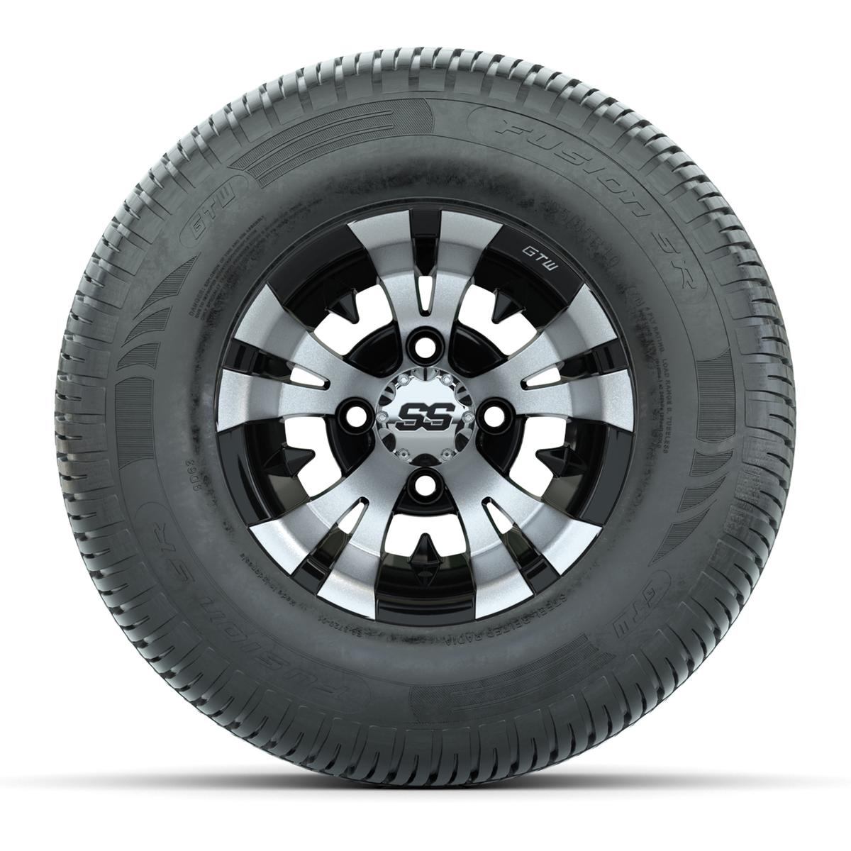 GTW Vampire Black and Machined 10 in Wheels with 20in Fusion Street Tires – Set of 4