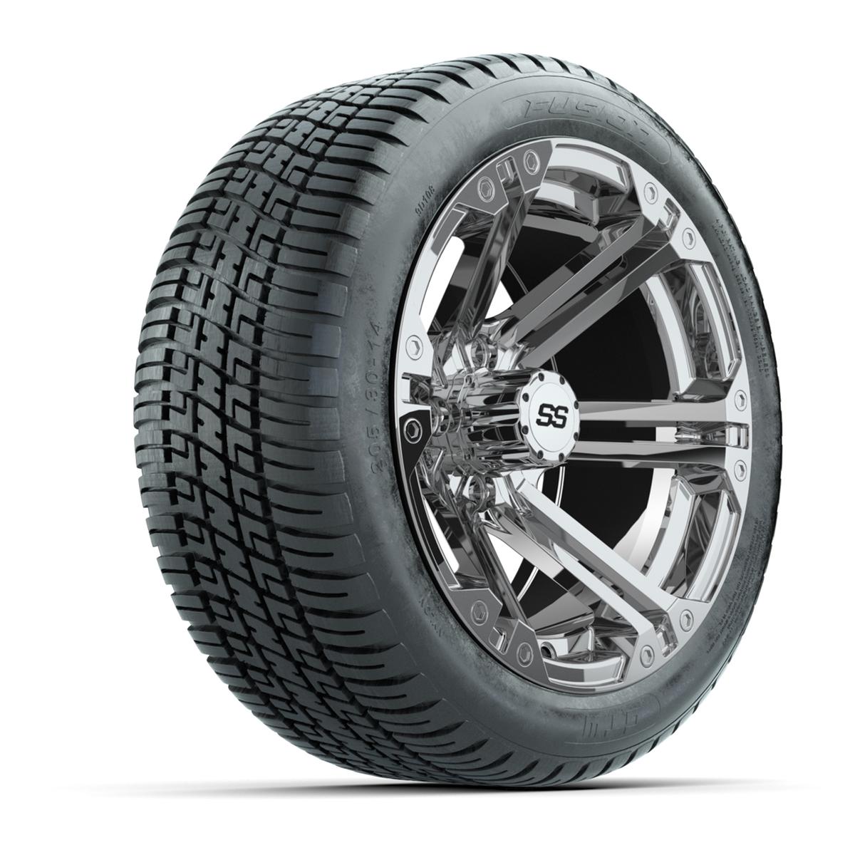 GTW Specter Chrome 14 in Wheels with 205/30-R14 Fusion Street Tires – Set of 4