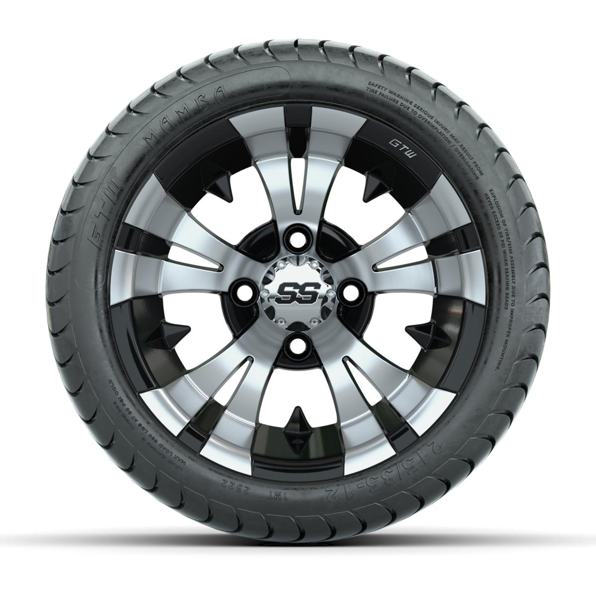 GTW Vampire Black and Machined 12 in Wheels with 18in Mamba Street Tires – Set of 4