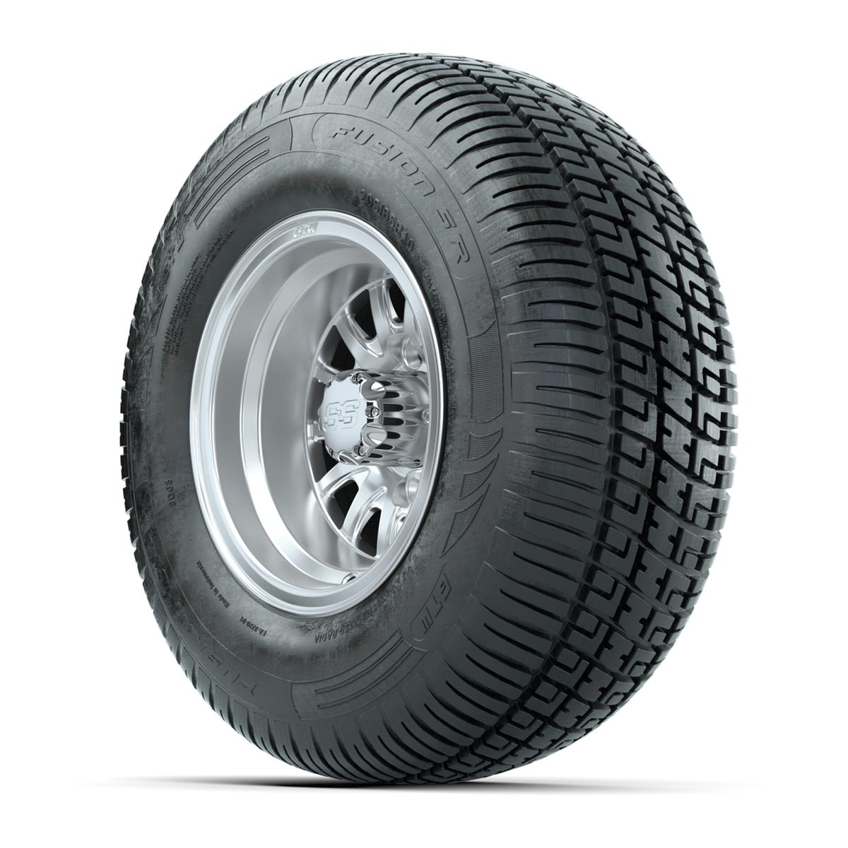 10" GTW Medusa Silver and Machined Wheels with 20" Fusion Street Tires - Set of 4