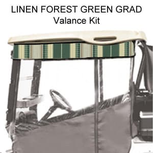 2017-Up Yamaha Drive2 - Red Dot Chameleon Linen and Forest Green Grad Stripe Valance