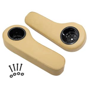 Tan Rear Seat Arm Rest Cushion w| Cup Holder |Set of 2|