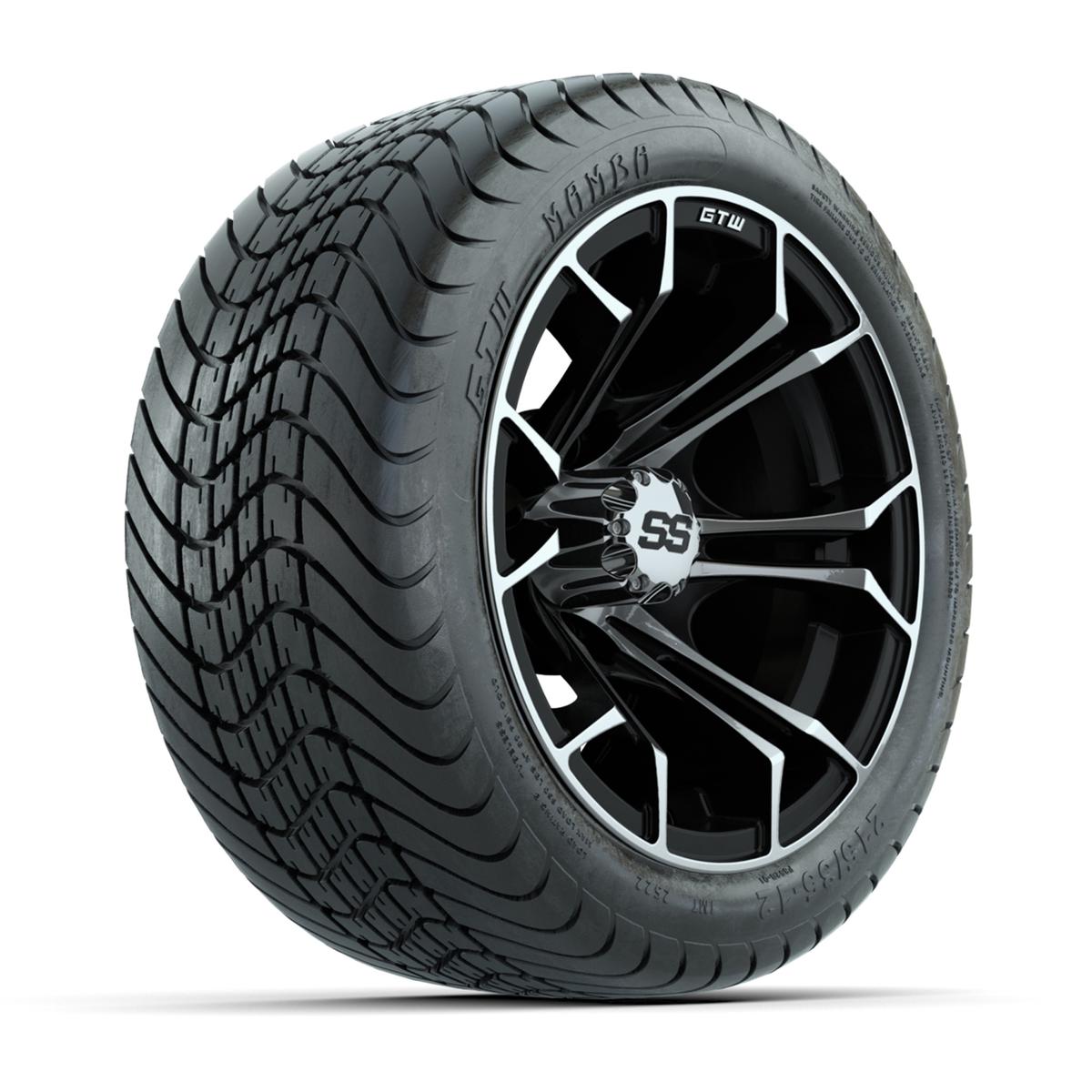 GTW Spyder Black and Machined 12 in Wheels with 18in Mamba Street Tires – Set of 4