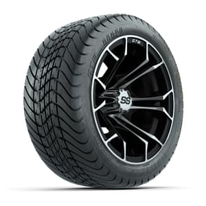 GTW Spyder Black and Machined 12 in Wheels with 18in Mamba Street Tires – Set of 4