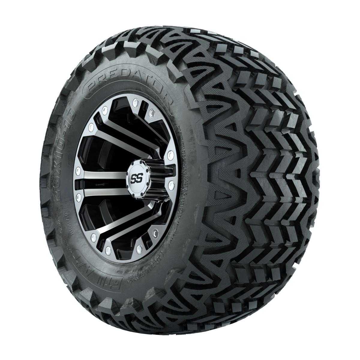 GTW Specter Black and Machined Wheels with 20in Predator A-T Tires - 10 Inch
