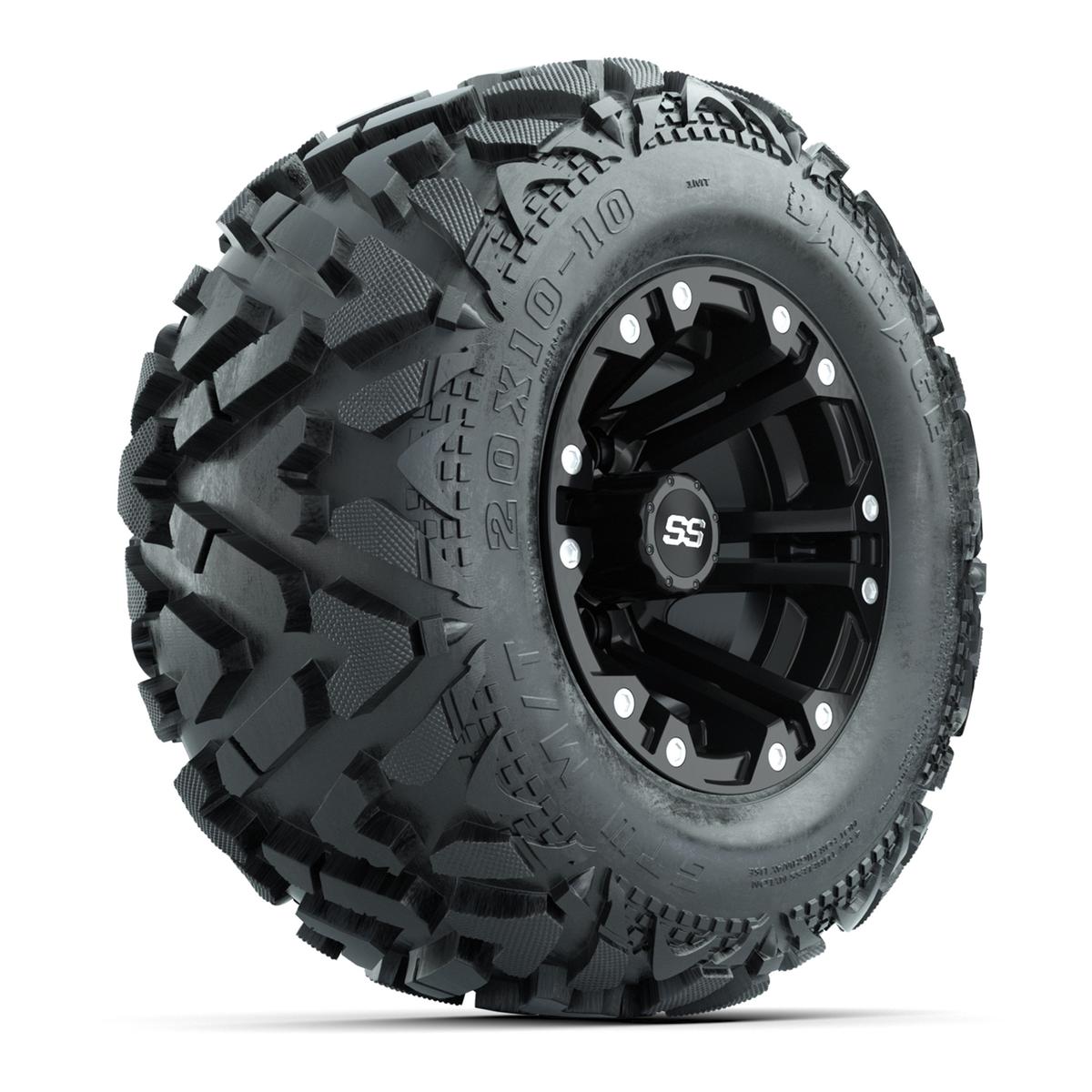 Set of (4) GTW&reg; 10 inch Specter Matte Black Wheels on Barrage Mud Tires