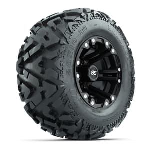 Set of (4) GTW&reg; 10 inch Specter Matte Black Wheels on Barrage Mud Tires