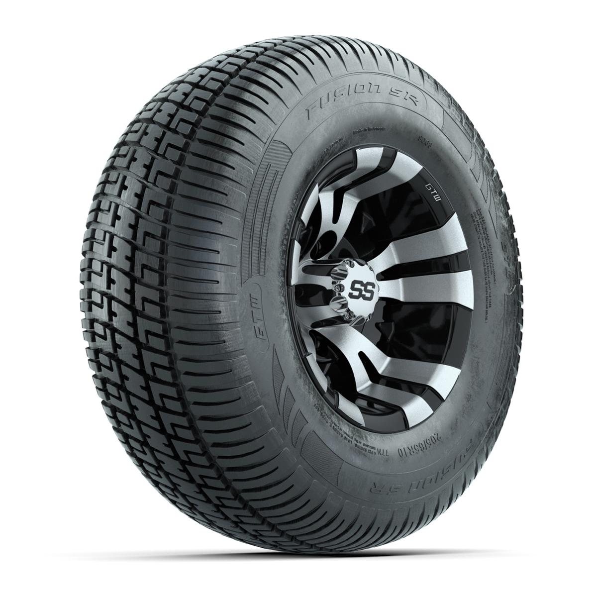 GTW Vampire Black and Machined 10 in Wheels with 20in Fusion Street Tires – Set of 4