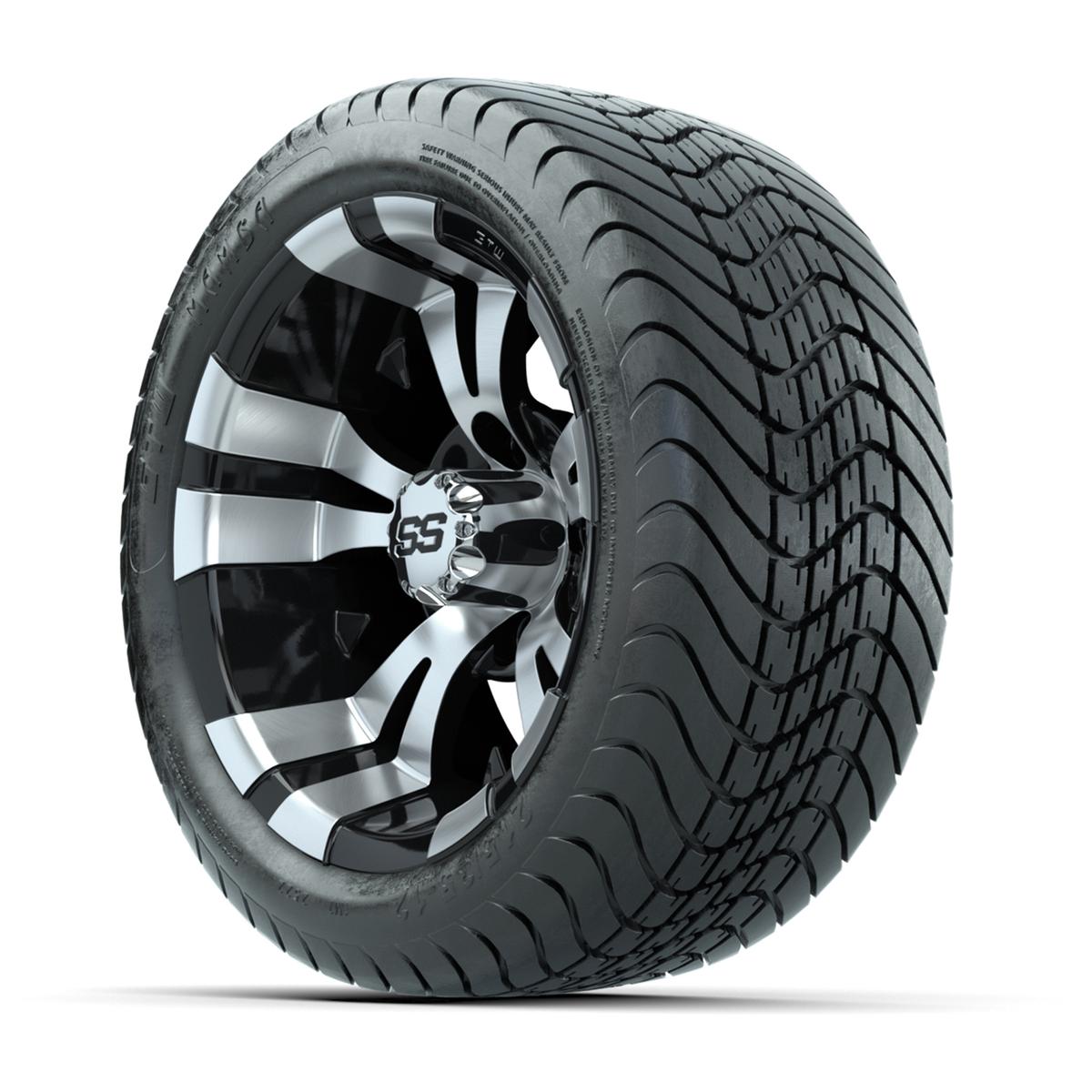 GTW Vampire Black and Machined 12 in Wheels with 18in Mamba Street Tires – Set of 4