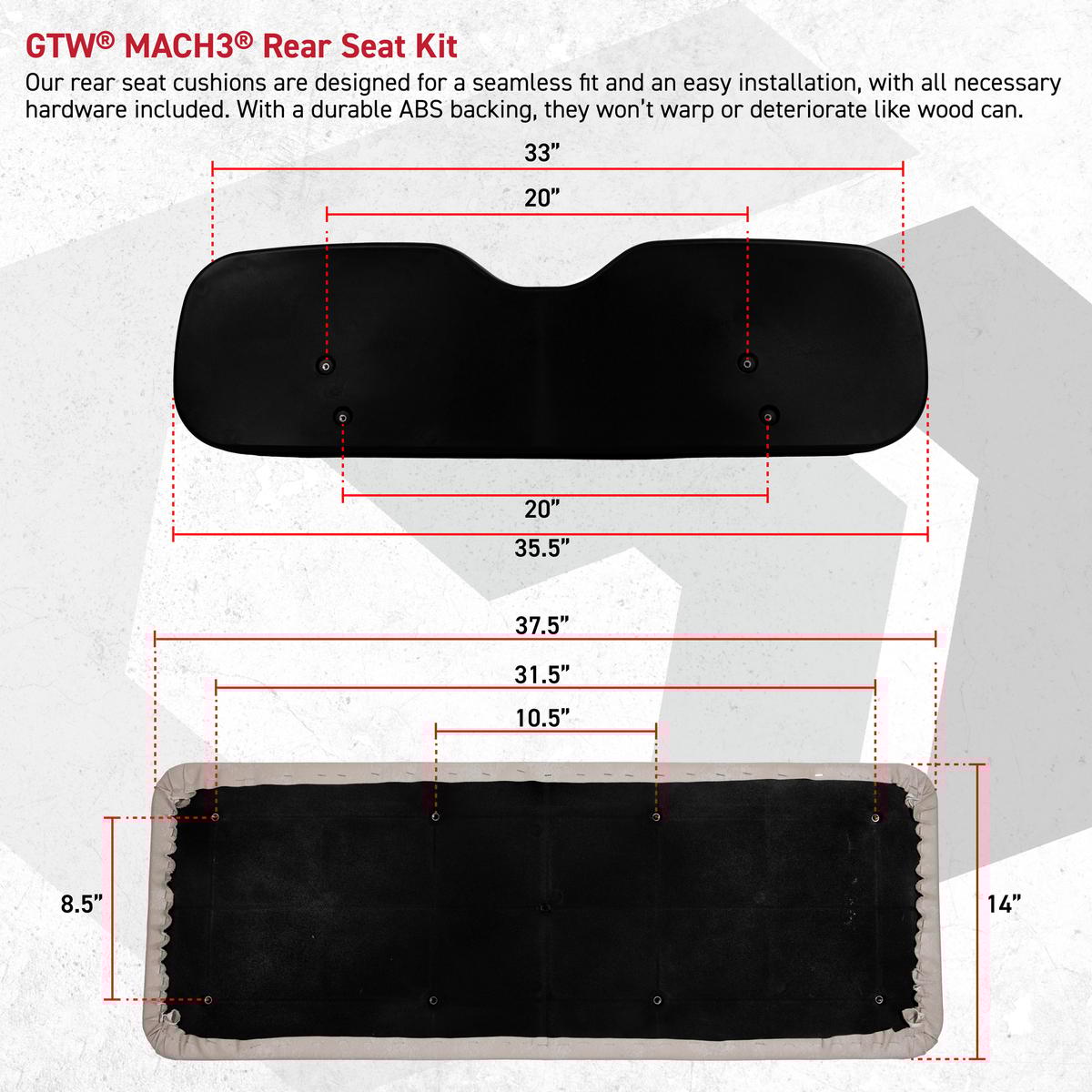 GTW&reg; Mach Series & MadJax&reg; Genesis 150 Rear Seat Replacement Cushion - White