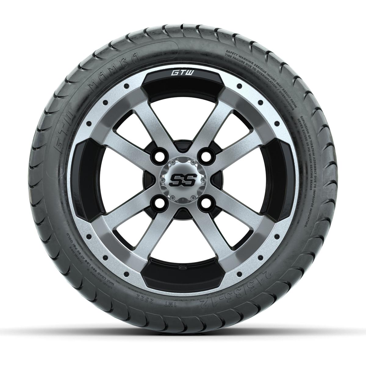 GTW Storm Trooper Black and Machined 12 in Wheels with 18in Mamba Street Tires – Set of 4