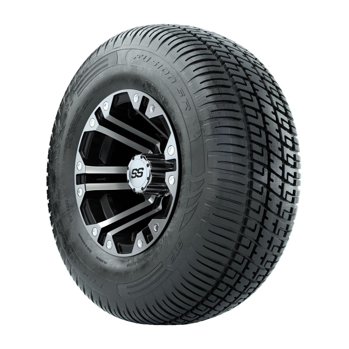 GTW Specter Black and Machined 10 in Wheels with 20in Fusion Street Tires - Set of 4