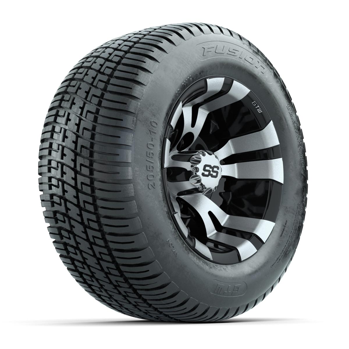 GTW Vampire Black and Machined 10 in Wheels with 18in Fusion Street Tires – Set of 4