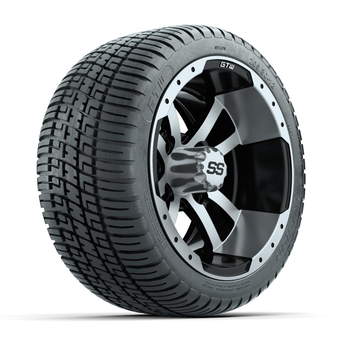 GTW Storm Trooper Black and Machined 12 in Wheels with 18in Fusion Street Tires – Set of 4