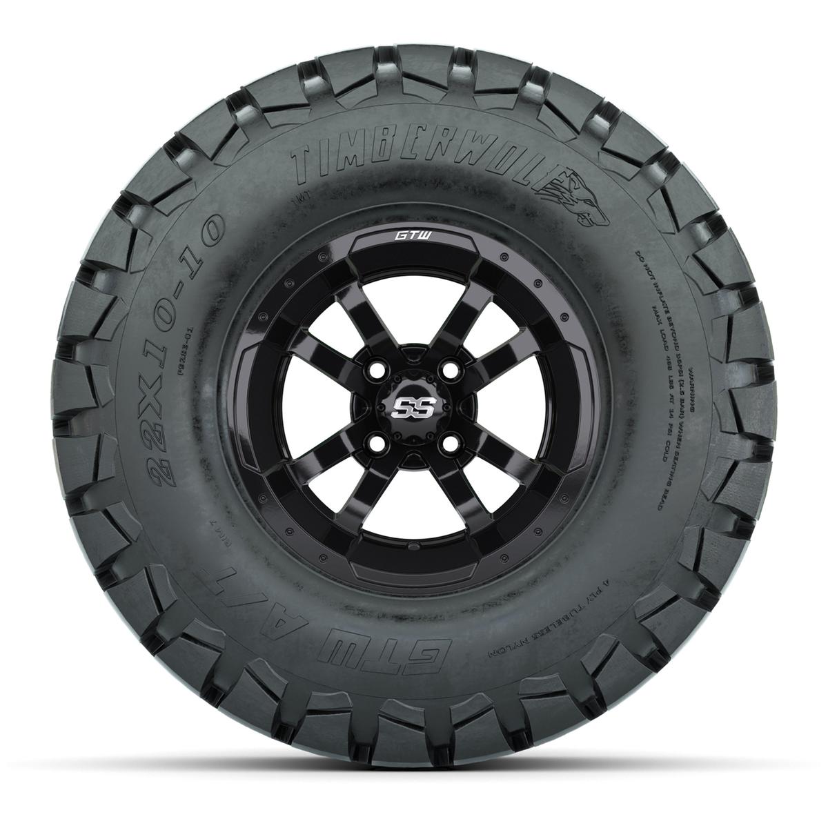 GTW Storm Trooper Black Wheels with 22in Timberwolf Mud Tires - 10 Inch