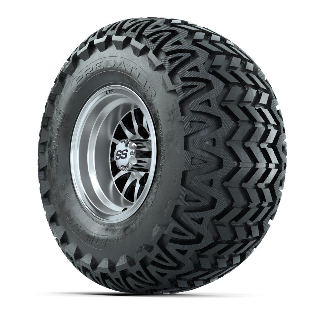 GTW Medusa Black and Machined Wheels with 22in Predator A-T Tires - 10 Inch