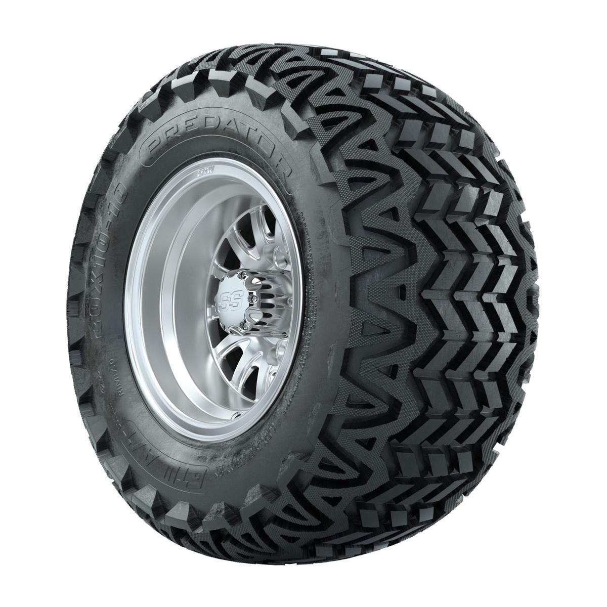 GTW Medusa Silver and Machined Wheels with 20in Predator A-T Tires - 10 Inch