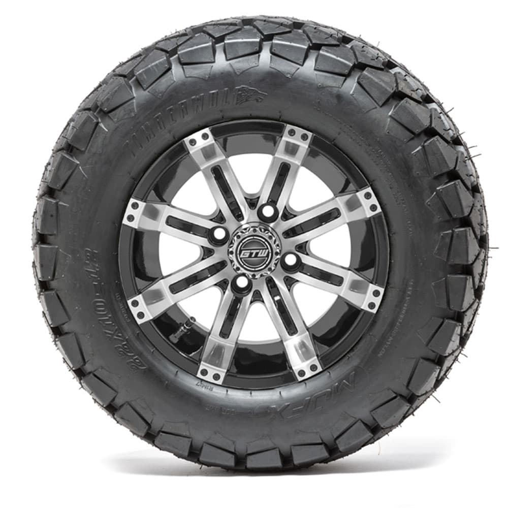 GTW Tempest Black and Machined Wheels with 22in Timberwolf Mud Tires - 12 Inch