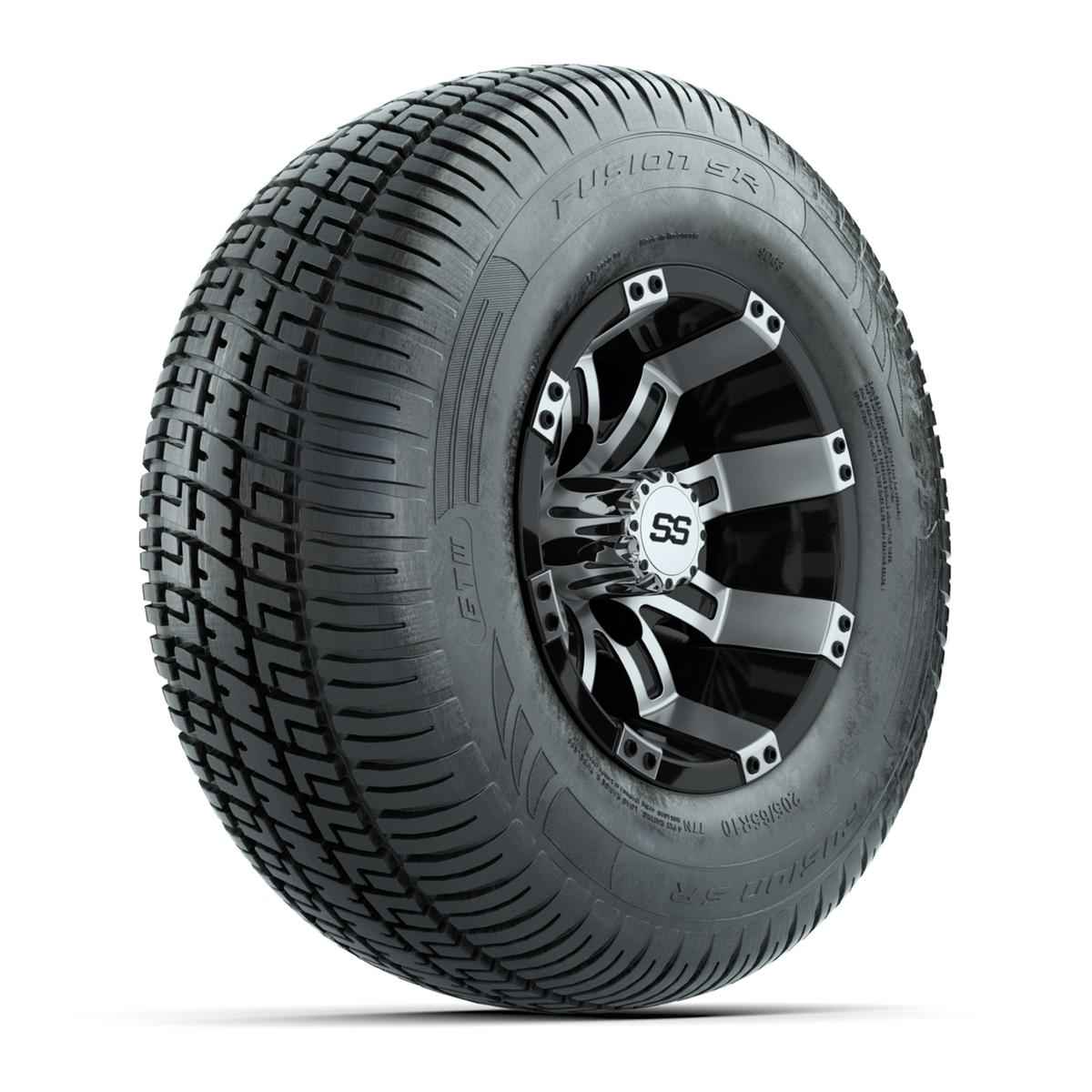 GTW Tempest Black and Machined 10 in Wheels with 20in Fusion Street Tires – Set of 4