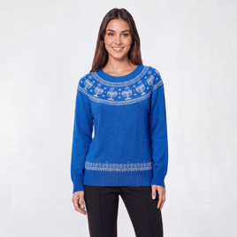 Petite Retrology Long Sleeve Hannukah Fair Isle Sweater