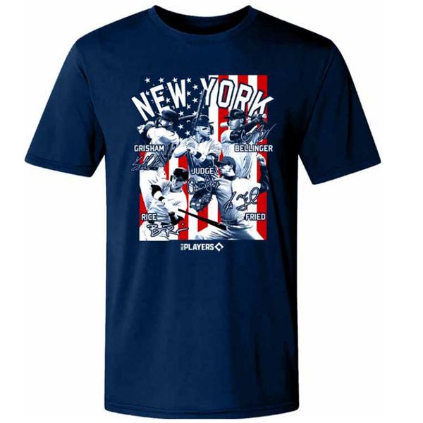 Mens New York Baseball 5 Player New Short Sleeve Tee - image 