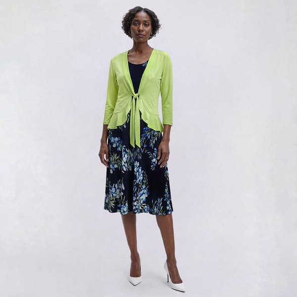 Womens Studio One Long Sleeve Floral Tie Jacket Dress - image 
