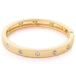 Guess Gold-Tone & Crystal Hinged Bangle Bracelet