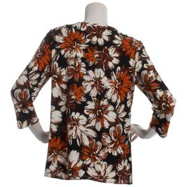 Plus Size Emily Daniels 3/4 Sleeve Floral Scoop Neck Blouse