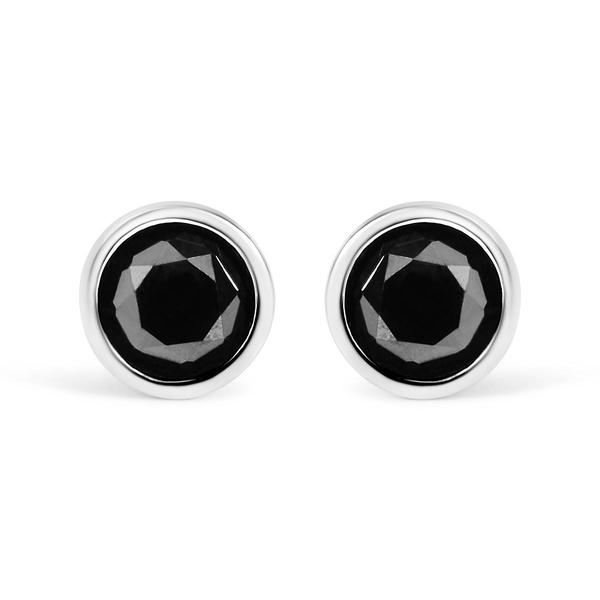 Haus of Brilliance Silver 4ctw. Black Diamond Stud Earrings
